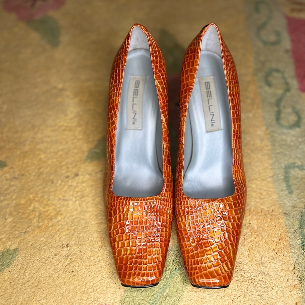 Vintage Women’s Orange croc Heels 9M Leather